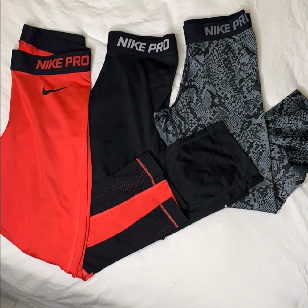 Nike pro capri leggings bundle of 3
